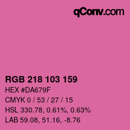 カラーコード: RGB 218 103 159 | qconv.com