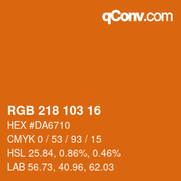 カラーコード: RGB 218 103 16 | qconv.com