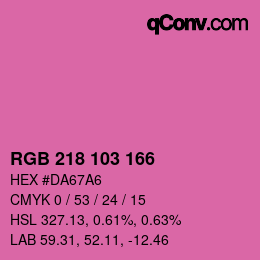 Color code: RGB 218 103 166 | qconv.com