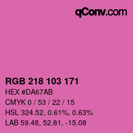 カラーコード: RGB 218 103 171 | qconv.com