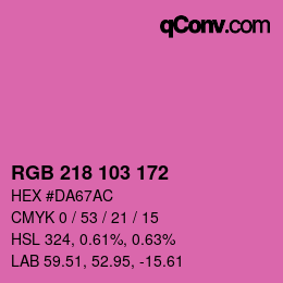 カラーコード: RGB 218 103 172 | qconv.com