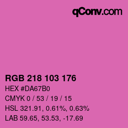 Color code: RGB 218 103 176 | qconv.com