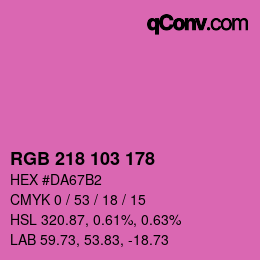 カラーコード: RGB 218 103 178 | qconv.com