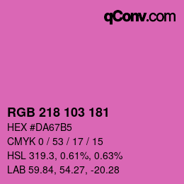 Color code: RGB 218 103 181 | qconv.com