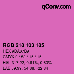 カラーコード: RGB 218 103 185 | qconv.com