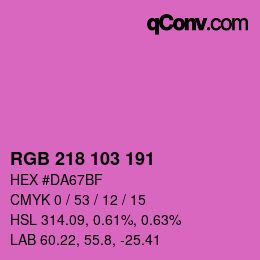 Color code: RGB 218 103 191 | qconv.com