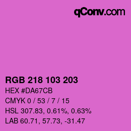 Color code: RGB 218 103 203 | qconv.com