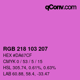 Color code: RGB 218 103 207 | qconv.com