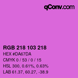 カラーコード: RGB 218 103 218 | qconv.com
