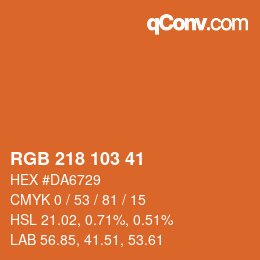 Color code: RGB 218 103 41 | qconv.com