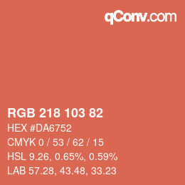 Color code: RGB 218 103 82 | qconv.com