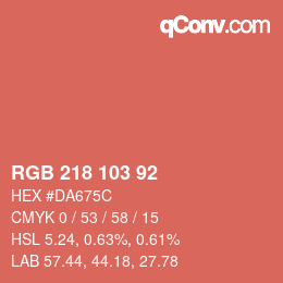 Color code: RGB 218 103 92 | qconv.com