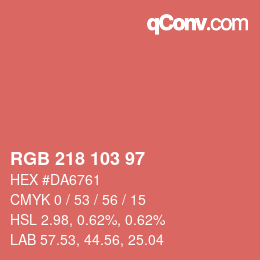 Color code: RGB 218 103 97 | qconv.com