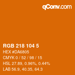 カラーコード: RGB 218 104 5 | qconv.com