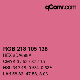 Color code: RGB 218 105 138 | qconv.com