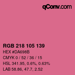 Color code: RGB 218 105 139 | qconv.com