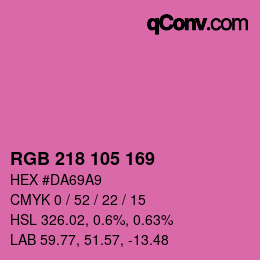Color code: RGB 218 105 169 | qconv.com
