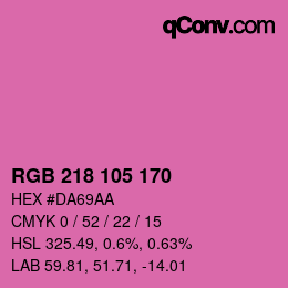 Color code: RGB 218 105 170 | qconv.com