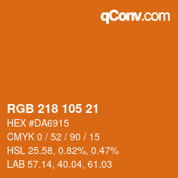 Color code: RGB 218 105 21 | qconv.com