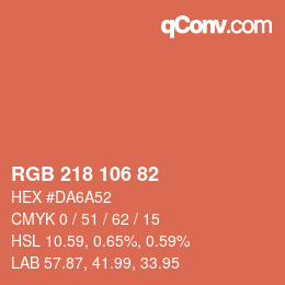 Código de color: RGB 218 106 82 | qconv.com