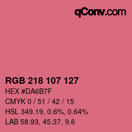 Color code: RGB 218 107 127 | qconv.com