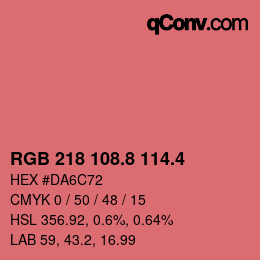 カラーコード: RGB 218 108.8 114.4 | qconv.com