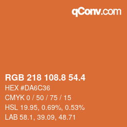 カラーコード: RGB 218 108.8 54.4 | qconv.com