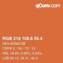 カラーコード: RGB 218 108.8 59.4 | qconv.com