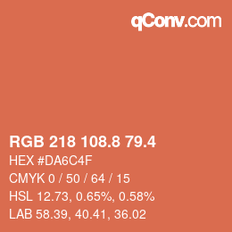カラーコード: RGB 218 108.8 79.4 | qconv.com