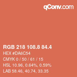 カラーコード: RGB 218 108.8 84.4 | qconv.com