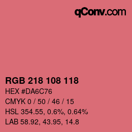カラーコード: RGB 218 108 118 | qconv.com