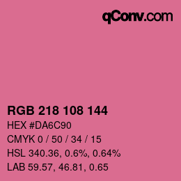 Color code: RGB 218 108 144 | qconv.com