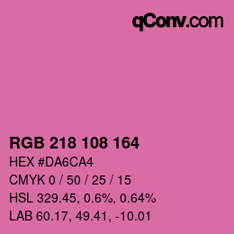 Color code: RGB 218 108 164 | qconv.com