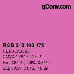 カラーコード: RGB 218 108 176 | qconv.com