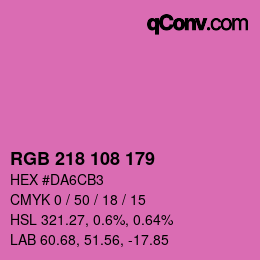 カラーコード: RGB 218 108 179 | qconv.com