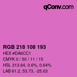 Color code: RGB 218 108 193 | qconv.com