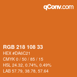 Color code: RGB 218 108 33 | qconv.com