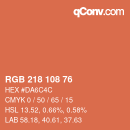 Color code: RGB 218 108 76 | qconv.com