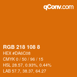 カラーコード: RGB 218 108 8 | qconv.com