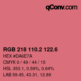 カラーコード: RGB 218 110.2 122.6 | qconv.com