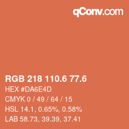 カラーコード: RGB 218 110.6 77.6 | qconv.com