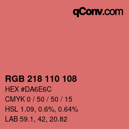 Color code: RGB 218 110 108 | qconv.com