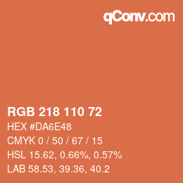 Color code: RGB 218 110 72 | qconv.com