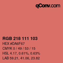 カラーコード: RGB 218 111 103 | qconv.com