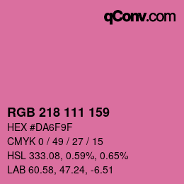 カラーコード: RGB 218 111 159 | qconv.com