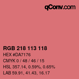 Color code: RGB 218 113 118 | qconv.com