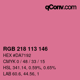 Color code: RGB 218 113 146 | qconv.com