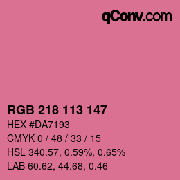 Color code: RGB 218 113 147 | qconv.com