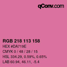 Color code: RGB 218 113 158 | qconv.com
