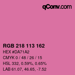 Color code: RGB 218 113 162 | qconv.com
